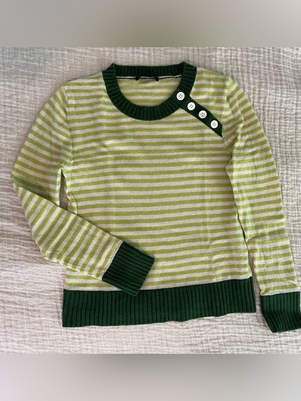 Banana Republic Striped Wool and Cashmere Crewneck Sweater